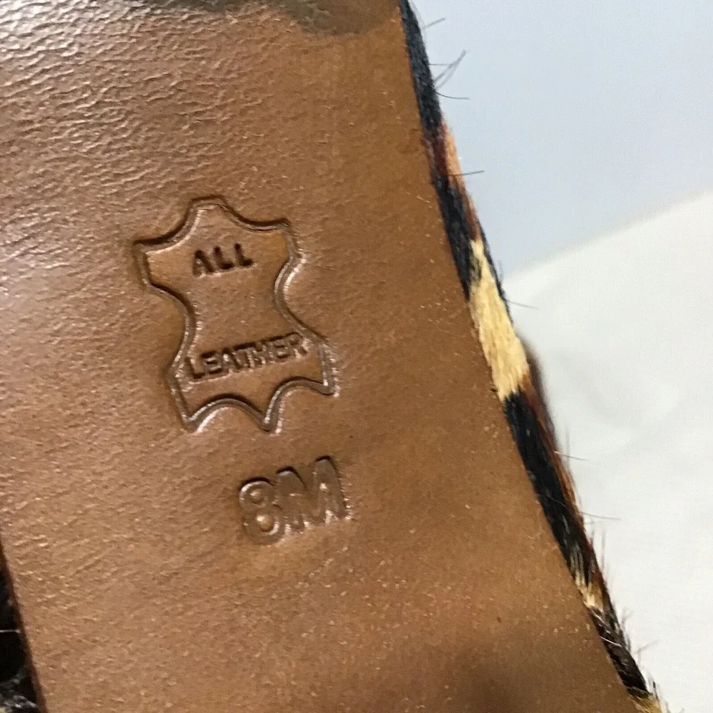 Tory Burch size 8 Laila leopard 50mm‎ booties/printed calf hair #42164 Flaw READ